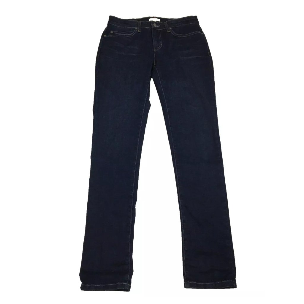 Eileen Fisher Dark Wash Organic Cotton Blend 5 Pocket Skinny Jeans